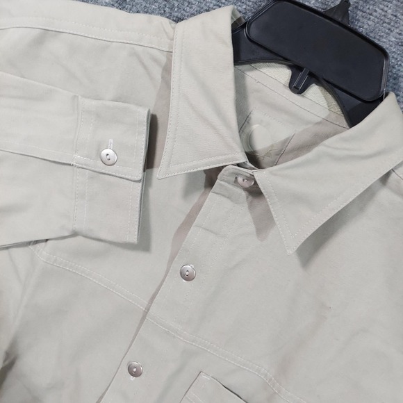Vintage Marlboro Gear Shirt Mens Large Khaki Cotton‎ Long Sleeve Button Up 90s